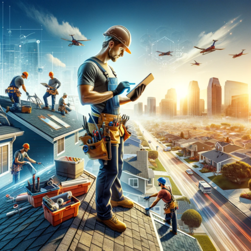 A professional roofing team using advanced tools and equipment to repair a roof in San Diego.